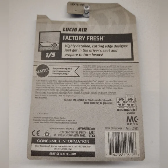 Lucid Air Hot Wheels Factory Fresh Series 1/5 Black - Picture 9 of 11